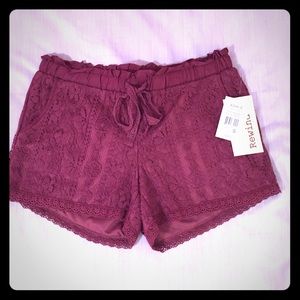 New Burgundy lace overlay shorts
